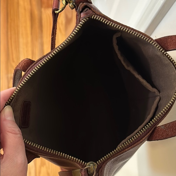 Madewell crossbody zip top transport tote mini purse deep red leather - Picture 9 of 12